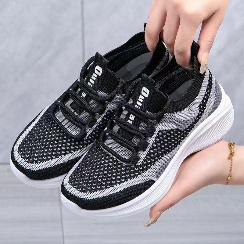 Leisure Sports Shoes New Thick Soled Height Increasing Mesh Breathable Color Blocked Vulcanized Shoes