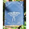 Blank Spell Book of Shadows Vintage Handmade Leather Journal Luna Moth Print 7X5