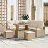 8-Piece Garden Sofa Set with Beige Cushions Poly Rattan Acacia, 2-Seater Garden Sofa with Beige Cushions Poly 3362526