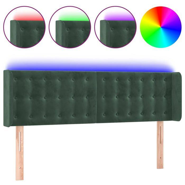 VidaXL LED Headboard Bedroom Furniture Double Bed Accessory Head of Bed Frame Interior Dark Green 3123721