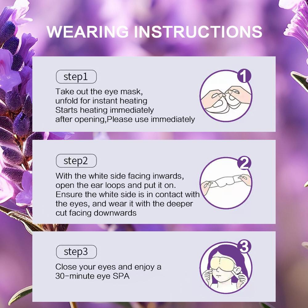 Lavender Disposable Heating Steam Eye Mask, Self-Heating Travel Nap Sleep Relaxation Eye Mask