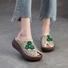 Retro Peep Toe Hollow Breathable Slippers Casual Versatile Genuine Leather Women's Wedge Shoes