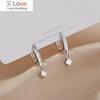 925 Sterling Silver Stud Earring Crystal Geometric Bead Charm Earring Hoop For Women Bling Pendientes Accessory Zircon Jewelry