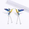 High Quality Hummingbird Colorful Epoxy Creative Animal Bird Ring Necklace Earrings Handmade Enamel Women's Wedding Birthday Par