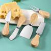 5pcs/set Stainless Steel Knife Sets Wood Handle Cheese Cutter Slicer Kitchen Spatula Cheese Knives Kitchen Cooking Accessories