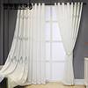 Embroidered Sheer Tulle Curtains - Leaf Pattern, Light Filtering Drapes for Living Room, Bedroom, and Balcony Decor