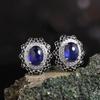 925 Sterling Silver Earrings Natural Filled Blue Sapphire Real Gemstones Light Luxury Fine Jewelry for Women's Valentines Gifts