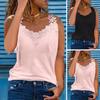 Women Vest V-neck Sleeveless Lace Sling Tops Solid Color Loose Fit Commuter Style Summer Vest Daily Wear