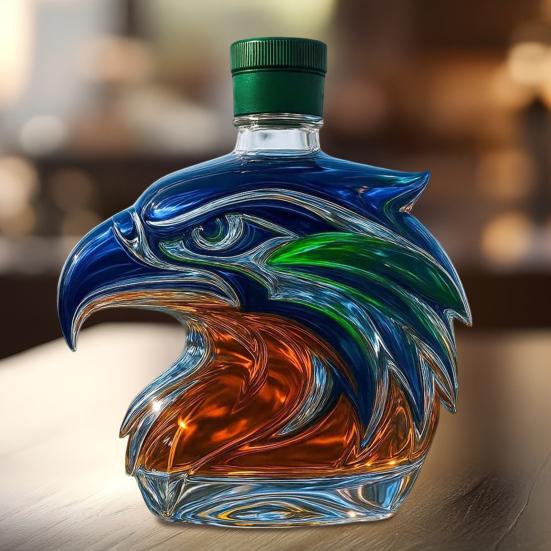 Eagle Head Whiskey Bottle Unique Glass Decanter 3D Liquor Container for Whiskey Wine Cocktails Coffee