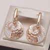 Luxury Gold Color Circle Hollow Drop Earrings For Women White Zircon Geometric Wedding Earrings Vintage Party Jewelry