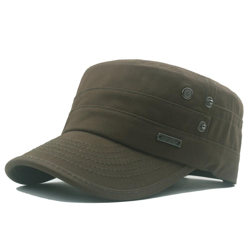 Men's Flat Cap Cottonsummer Outdoor Sun Hat Solid Color Vintage Baseball Cap Military Caps Army Visors Hat Training Cadet Caps