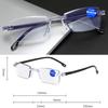 New Men Women Rimless Reading Glasses Anti Blue Light Bifocal Far Near Magnification Eyewear Presbyopic Glasses +150 +200
