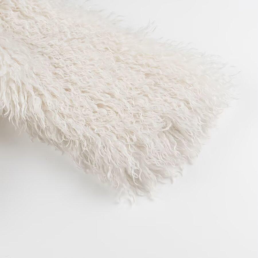 2024 Autumn/Winter Women's European & American Casual Furry Solid Color Coat 2338