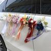 4Pcs Silk Flower Bowknot Auto Decoration Wedding Party Car Glasses Embellishments with Silk Flower for Festival Look