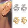 Exquisite Retro Leaves Diamond Earrings Crystal Zircon Earrings Clip Crystal Earrings ARI
