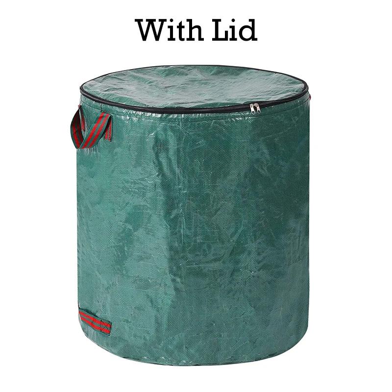 120-500L Garden Yard Waste Bag With Lid Foldable Leaf Collection Trash Can Reusable Fallen Leaves Outdoor Gardening Storage Bag