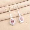 Natural Morganite Gemstone 925 Solid Silver Jewelry Zircon Women Earrings 1.86" CZE-7-13