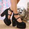Women Sandals 2025 Mary Janes Shoes Platform Fashion High Heel Sandals Women Summer New Lolita Shoes Chunky Pumps Zapatos Mujer