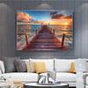 Beach Resort Canvas Painting Natural Landscape Pictures Posters and Prints Wood Bidge Wall Art Living Room Decoration