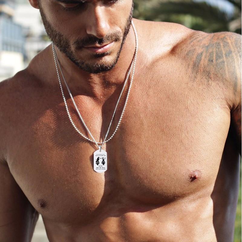 In the Darkest Hour When Demons Come Brothers Dog Tags for Men Stainless Steel Pendant BFF Necklaces Fraternal Gift