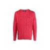 Polo FW23 Solid Color Small Pony Embroidered Cable Knit Crew Neck Pullover Sweater Men Sweater Strawberry-Red 710775885-053