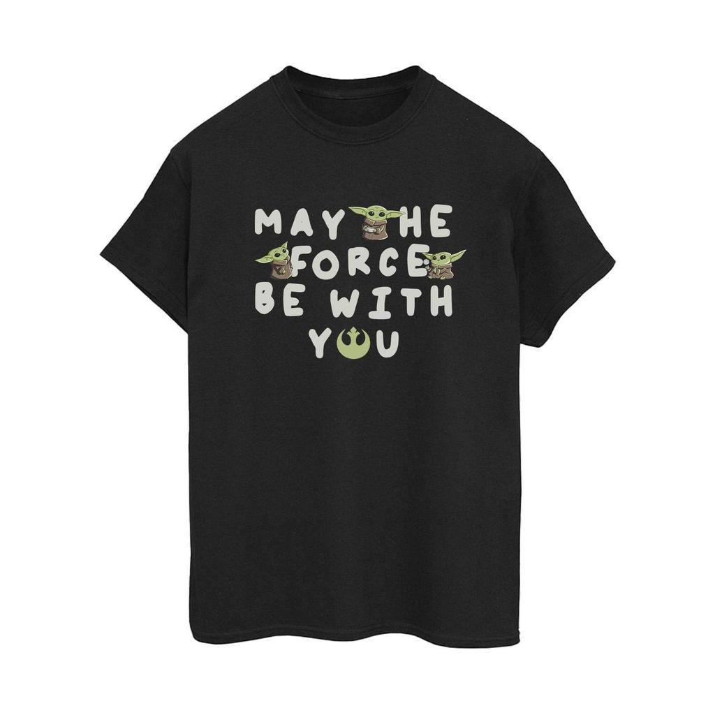 Star Wars Womens/Ladies The Mandalorian Grogu May The Force Be With You Cotton Boyfriend T-Shirt