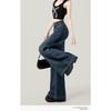 2025 Dark Blue High Waist Wide Leg Jeans Women's Summer Versatile Slimming Fall Clothes Loose Straight Pants Spring and Autumn