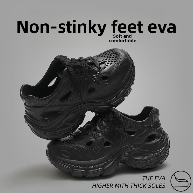 Height Increasing Hole Shoes for Women and Men, Thick Soled Beach and Seaside Anti Slip EVA Anti Odor Toe Cap Cool Mop for Women and Men