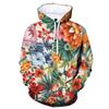 Women's Retro Streetwear Casual 3D Printing Flower Hoodie Fashion Long Sleeve Pullover Hooded Top Sweatshirt