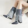 Fashion 2024 Autumn New Women's Thick Heel Cowboy Boots Pointed Toe Women's Fashion Sexy High Heel Sleeve Fashion Boots