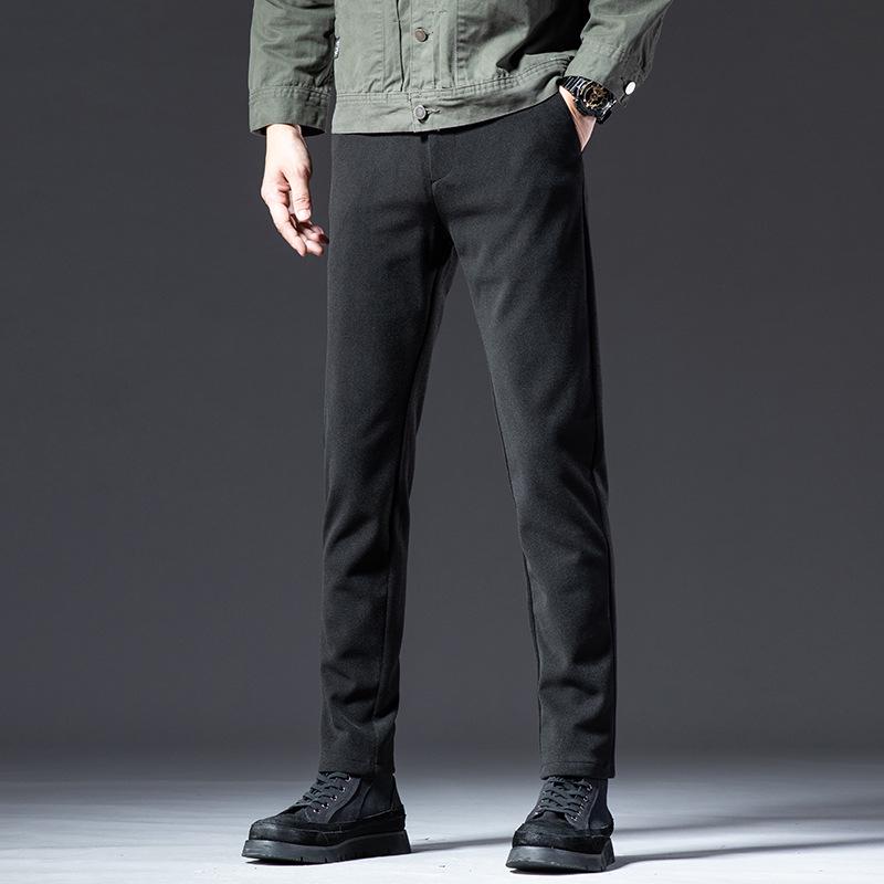 Men's Velvet Winter Pants: High-Grade Woolen, Elastic, Thick, Warm Casual Wear for Dad