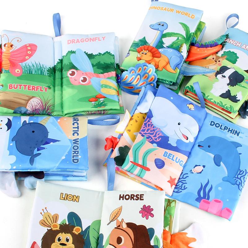 0-3 Years Old Baby Tail Cloth Book 6 Themed Forest Dinosaur Animal Palm Book Early Education Toy