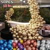 50pcs 12in Pearl Chrome Metal Balloon Golden Balloon Arch Wedding Supplies Party Decor