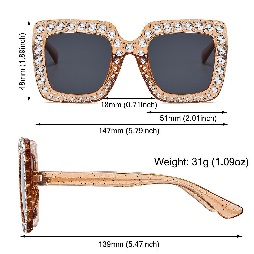 Crystal Oversized Sunglasses for Women Rhinestone Square Diamond Sun Glasses Retro Big Frame Sparkling Glasses