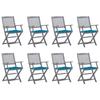 Day and Night - Day and Night Folding Garden Chairs 8 Units and Cushions Solid Acacia Wood