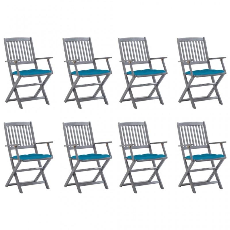 Day and Night - Day and Night Folding Garden Chairs 8 Units and Cushions Solid Acacia Wood