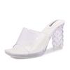 Transparent High Heels Summer New Waterproof Table Thick Heel Multi-color Thick-soled Crystal Sandals Slippers Women's Fashion