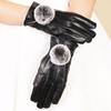 New Autumn and Winter Women's Sheepskin Gloves, Velvet Warm Leather Rex Rabbit Hairball Riding and Driving Leather Gloves