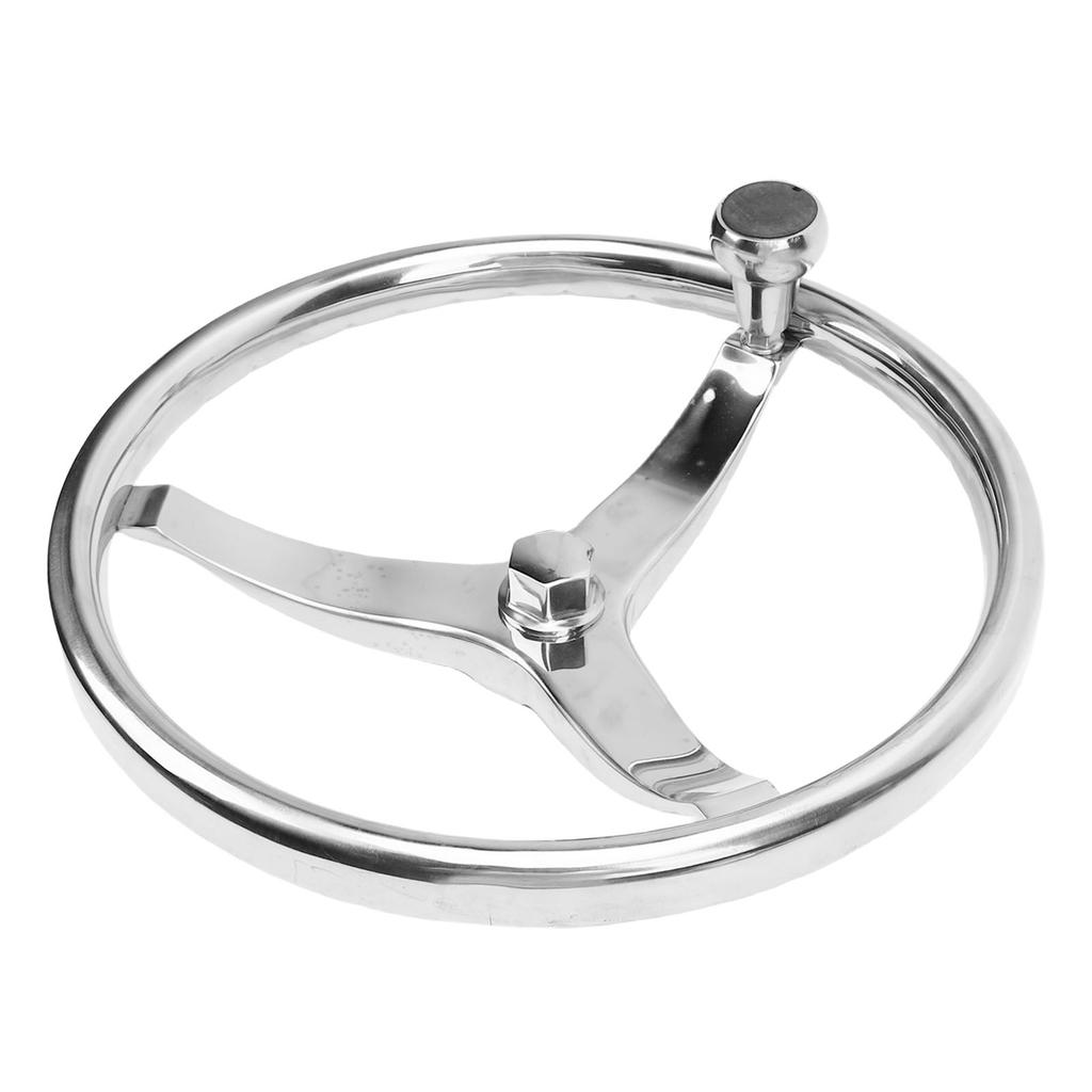 Stainless Steel Boat Steering Wheel 3 Spoke 13 1 2 Inch Dia. Marine Steering Wheel for 3 4 Inch Tapered Shaft with 5 8