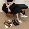 2025 Summer New French Mary Jane Shoes Women's Flat Bottom Word with Shallow Mouth Retro Soft Sole Single Shoes Fairy Style