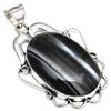 Pendant Grey Botswana Agate Gemstone Mother'Day Gift Silver Jewelry 2"