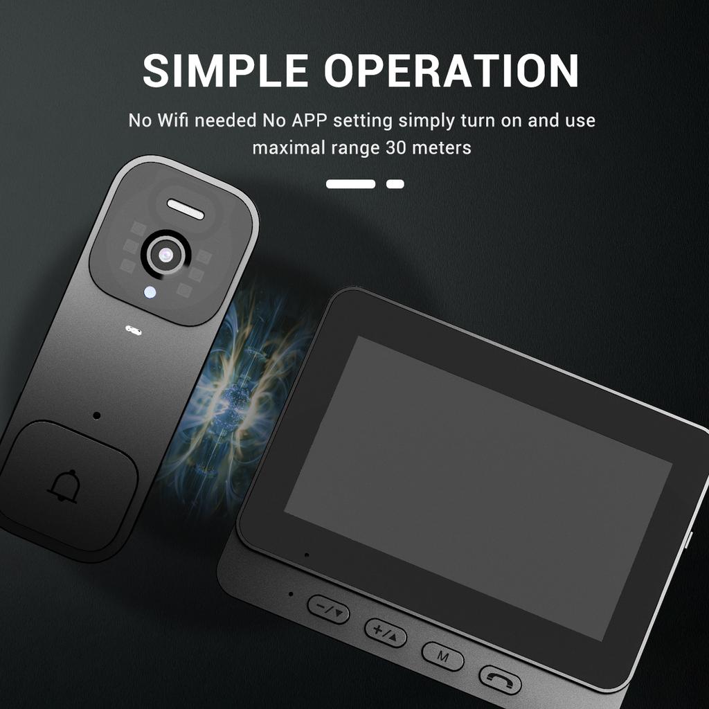2.4G Wireless Smart Video Doorbell Two-way Intercom 4.3-inch Screen Wifi Doorbell Security System Infrared Night Vision Video Door Bell
