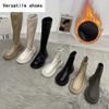 Women Long Boots Thick Sole Ladies Zipper Knight Flats Heel Boots Fashion Knee-high Boots Keep Warm Plush Winter Shoes
