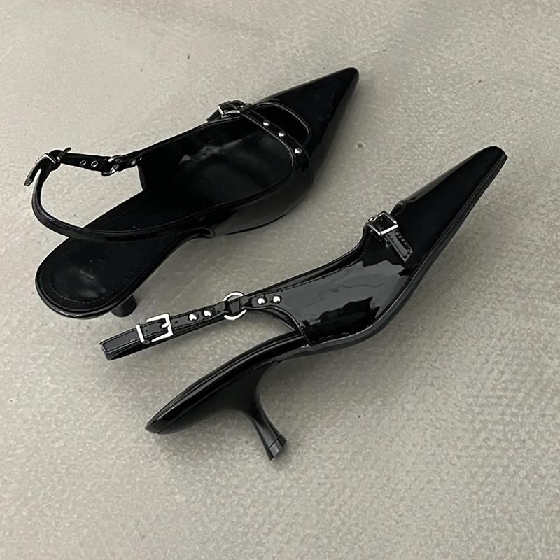 Fashion Pointed Toe Women Sandals Summer Mid Heels Fashion Shoes Dress Elegant Woman Pumps 2025 Trend Heeled Shoes Sexy Mujer Zapatos