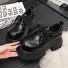 Women Retro Loafers Spring Increase Thick Sole Shoes Lace Up Outdoor Work Platform Shoes