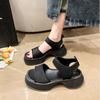 Fashion Trendy Thick Bottom Sandals 2024 Summer New Sport Style Slope Heel One Word Casual Comfortable Women's Sandals Zapatos De Mujer