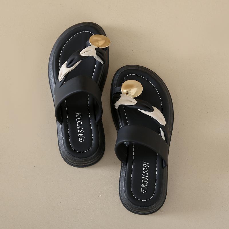 CRLAYDK Women's Platform Sandals Open Toe Slip On Strap Slides Dressy Casual Summer Flip Flops Shoes Travel Beach Slippers