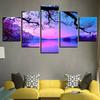 No Framed PurpleSunset Tree Lake 5 Piece Wall Art Canvas Print Posters Paintings Oil Painting Living Room Home Decor Pictures
