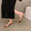 French Small Sandals Thick Heel Temperament Silver Slippers Fairy Shoes Outer Wear 2025 Summer with Skirt Strappy Sandals