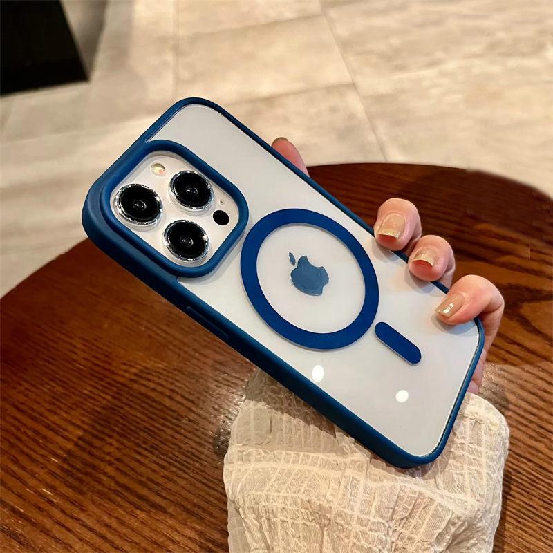 Luxury Magsafe Transparent Case For iPhone 15 14 13 12 11 Pro X XS XR Max Mini 7 8 Plus SE 2022 Magnetic Wireless Charge Cover